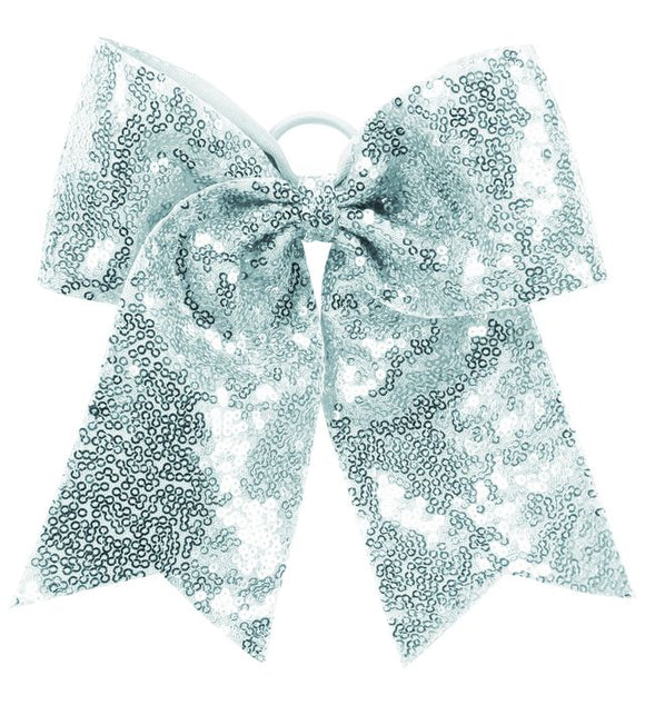 Silver Sequin Cheer Hair Bow